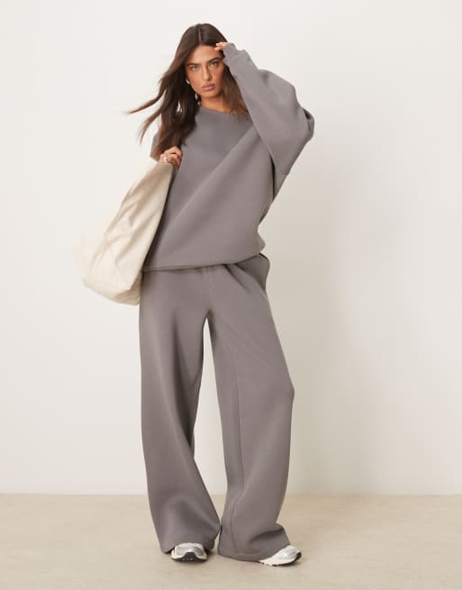 ASOS DESIGN off shoulder sweat in gray - part of a set