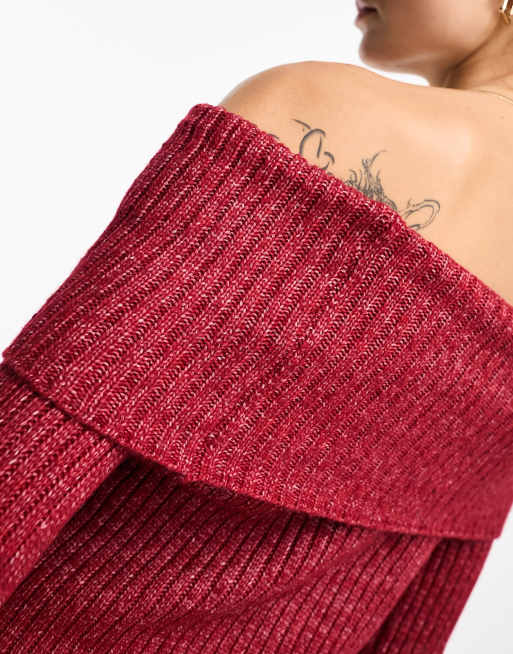 strapless open back dress Off-Shoulder Belted Sweater Dress – HAE-us main image 0