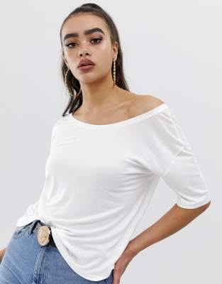 white off the shoulder t shirt dress