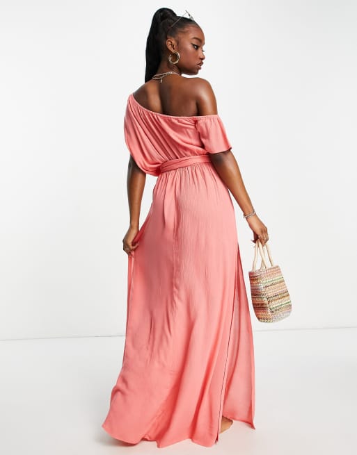 Off the shoulder tie hotsell waist dress