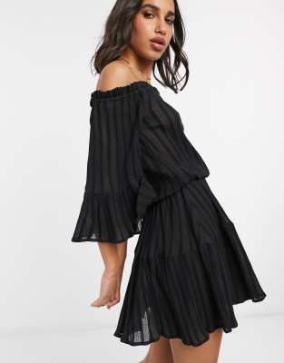 off the shoulder tiered dress