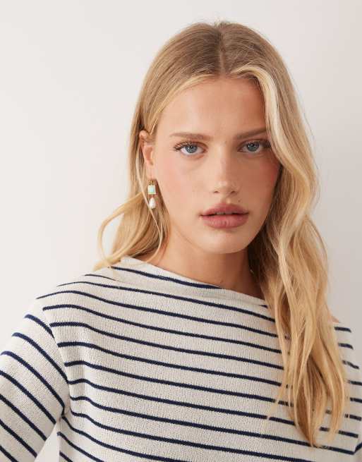 ASOS DESIGN off shoulder top in mono stripes - part of a set, 3 of 4