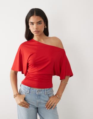 Asos Design Off-shoulder Top In Red