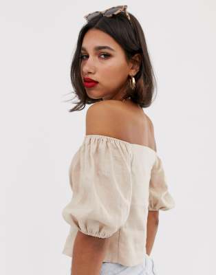 off the shoulder linen top