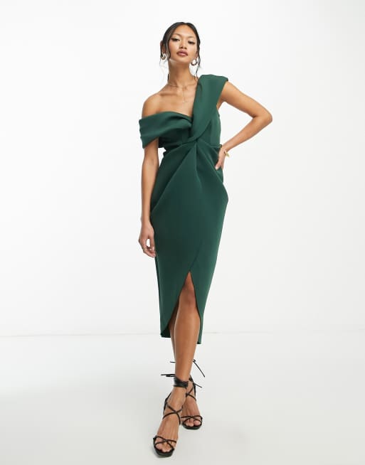 Asos midi green outlet dress