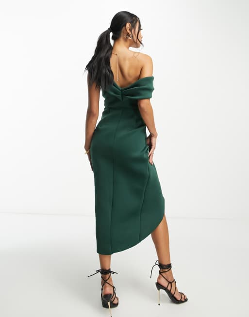 Light green off outlet the shoulder dress