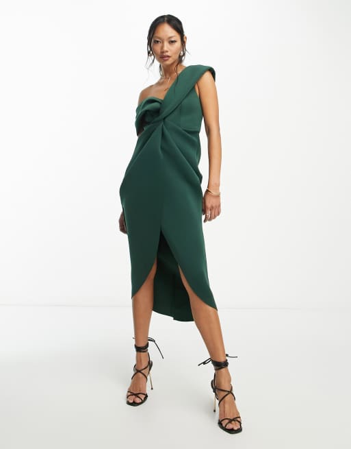 Asos green outlet one shoulder dress