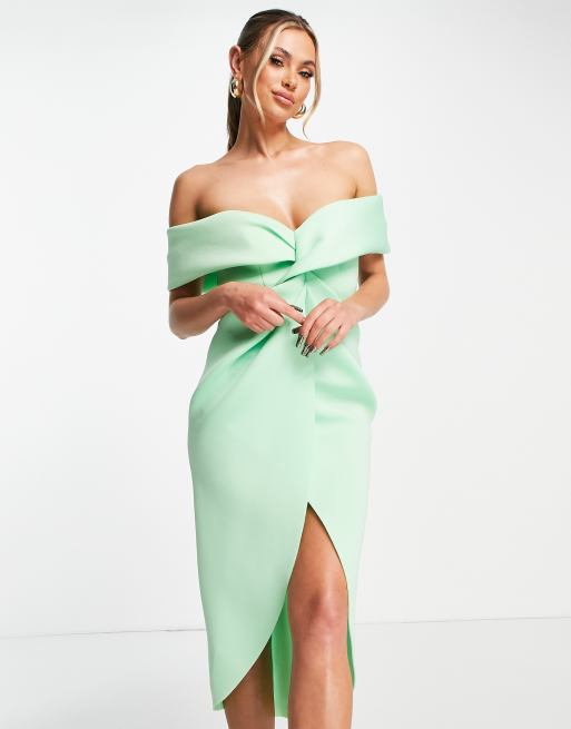 Off shoulder pencil outlet gown