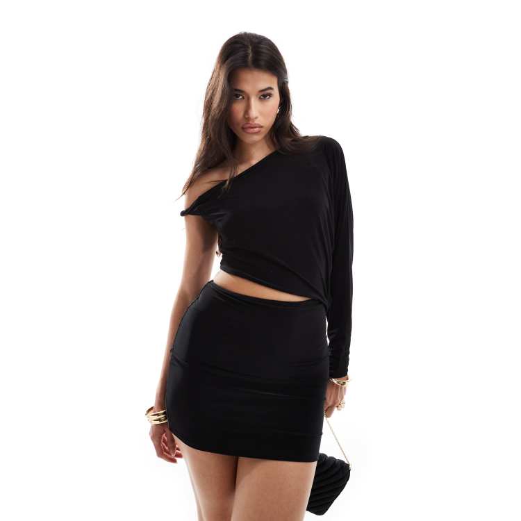 off the shoulder batwing mini dress boohoo Women's Plus PREMIUM DRAPED batwing mini dress in Black | Size: 22