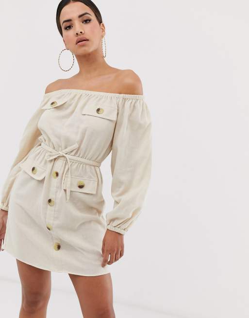 Off shoulder utility discount dress