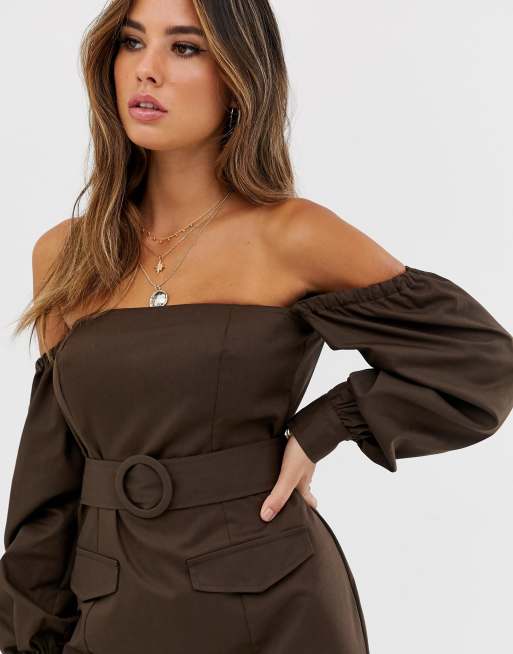 Off shoulder dress with pockets sale