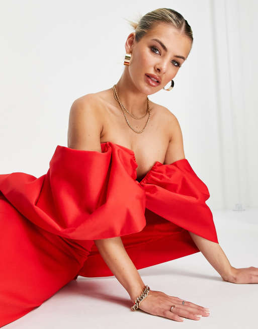 Asos red off the best sale shoulder dress