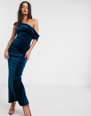 blue velvet maxi dress