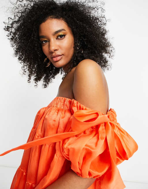 Orange off the 2024 shoulder maxi dress