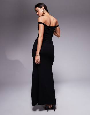Asos Design Off-shoulder With Slit Detail Maxi Dress