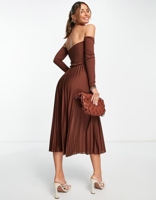 Asos midi shop dress pleated skirt