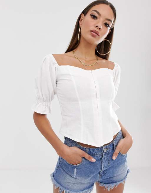 ASOS DESIGN off the shoulder corset detail top | ASOS