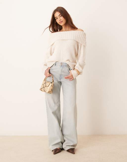 ASOS DESIGN off the shoulder jumper in cream