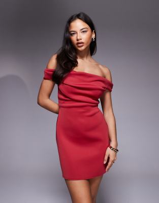 Asos Design Off The Shoulder Mini Dress In Red