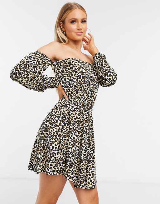 Off the 2024 shoulder leopard dress