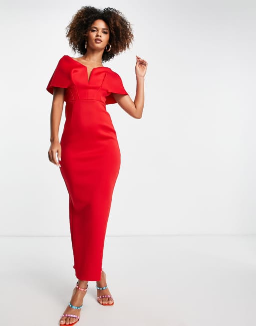 Asos red off the shoulder clearance dress