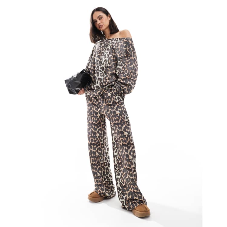 ASOS DESIGN off the shoulder sweatshirt and pants set in