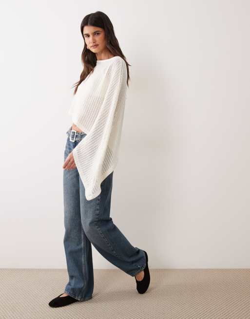 ASOS DESIGN off the shoulder textured fabric cape in white, 3 of 4