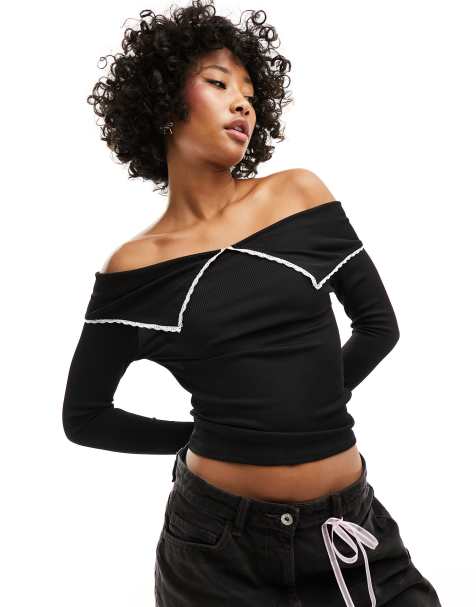 Black over best sale the shoulder top