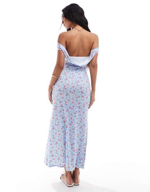 Off the shoulder wrap midi dress hotsell