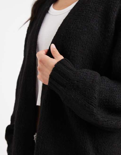 ASOS DESIGN – Offene Oversize-Grobstrickjacke in Schwarz, 2 von 4