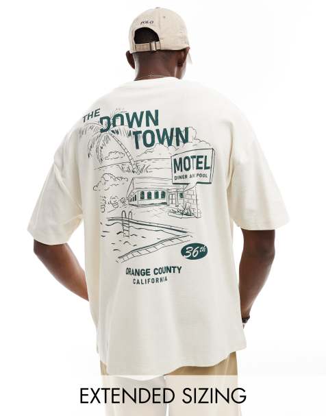ASOS DESIGN - Offwhite og oversized T-shirt i kraftigt 240 gsm-materiale med print på ryggen - view 1