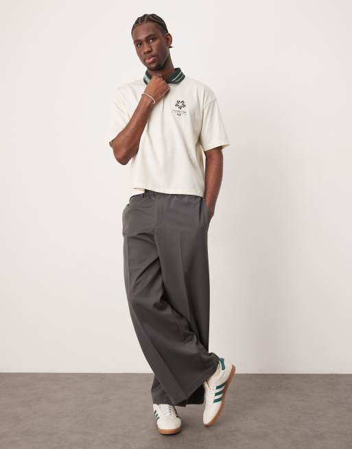 ASOS DESIGN - Offwhite oversized polo med firkantet pasform og sportskrave, 3 af 4
