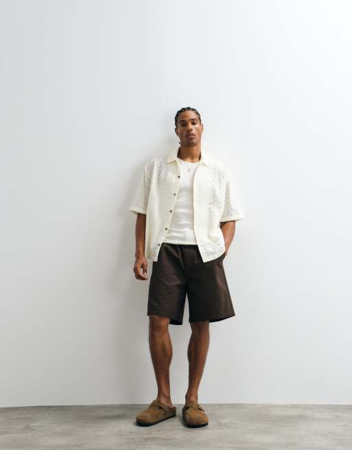 ASOS DESIGN - Offwhite oversized skjorte med firkantet pasform og broderie anglaise-design, 2 af 5