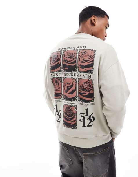 ASOS DESIGN - Offwhite oversized sweatshirt med print på ryggen - view 1