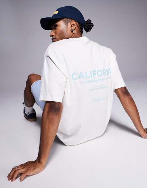 ASOS DESIGN - Offwhite oversized T-shirt med sommerprint foran og bagpå - view 1