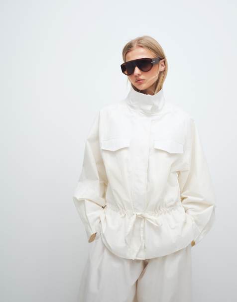 ASOS DESIGN - Offwhite vindjakke med sænket og indsyet talje - view 1
