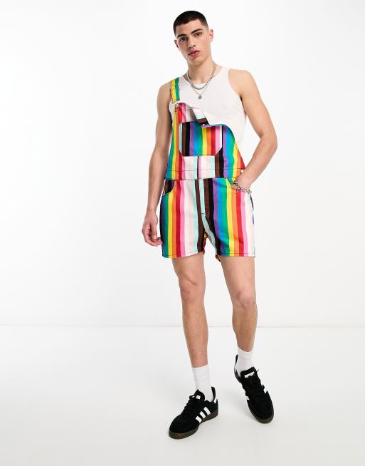 ASOS DESIGN – Ogrodniczki w tęczowy wzór, 2 z 4