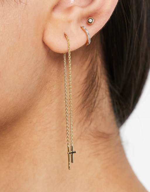 ASOS DESIGN – Ohrringe aus vergoldetem Sterlingsilber mit Kreuzanhänger, 2 von 4