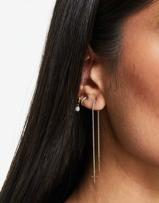 ASOS DESIGN – Ohrringe aus vergoldetem Sterlingsilber mit Kreuzanhänger, 4 von 4
