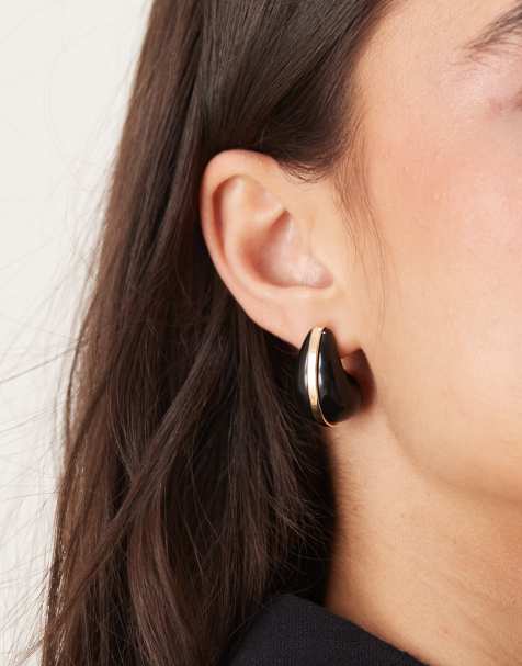 ASOS DESIGN – Ohrringe in Tropfenform aus Kunstharz in Schwarz - view 1