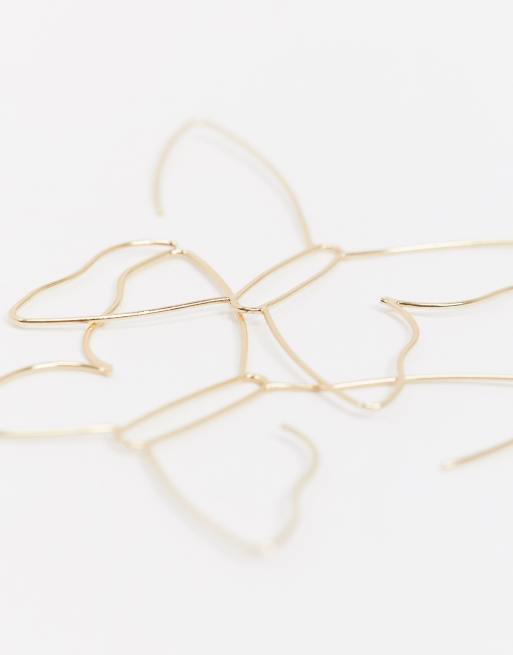 ASOS DESIGN – Ohrringe zum Durchziehen in Gold mit Schmetterlingsdesign, 2 von 4