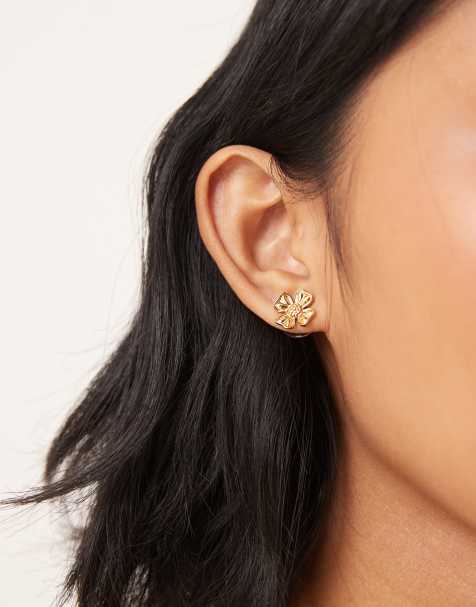 ASOS DESIGN – Ohrstecker im Blumen-Design mit 14-Karat-Vergoldung - view 1