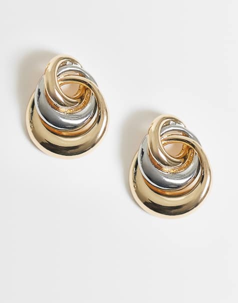 ASOS DESIGN – Ohrstecker im Schlaufen-Design in Gold- und Silberoptik - view 1