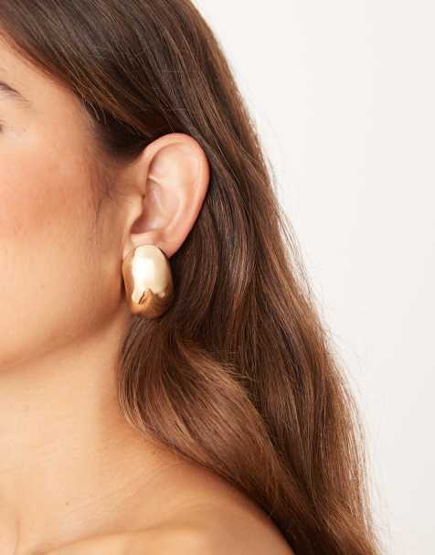 ASOS DESIGN – Ohrstecker mit cleanem, ovalem Bubble-Design in Gold-Optik - view 1