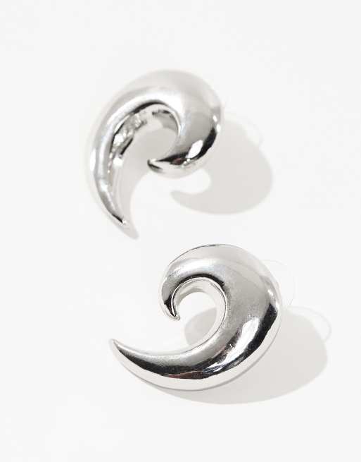 ASOS DESIGN – Ohrstecker mit kurvigem Design in Silber, 2 von 3