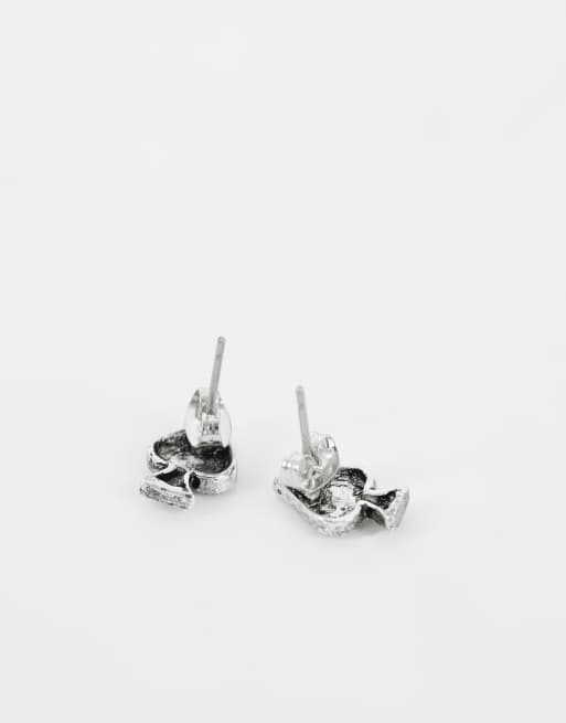 ASOS DESIGN Ohrstecker mit Pik-Ass- und Totenkopf-Detail in antikem Silber, 4 von 4