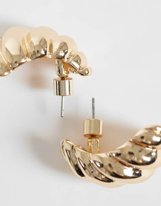 ASOS DESIGN Ohrstecker mit Rillen-Detail in Goldoptik, 2 von 4
