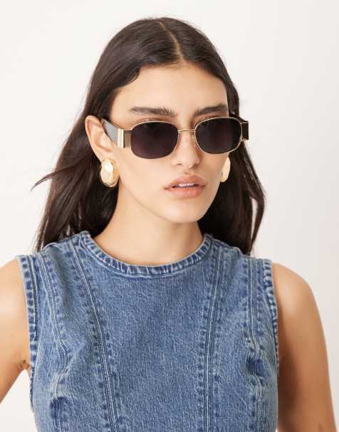 ASOS DESIGN – Okrągłe metalowe okulary przeciwsłoneczne z szerokimi zausznikami i przydymionymi soczewkami - view 1