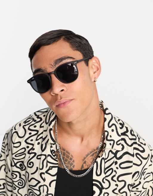 ASOS DESIGN – Okrągłe okulary przeciwsłoneczne w stylu retro z przydymionymi szkiełkami i oprawkami w kolorze matowej czerni