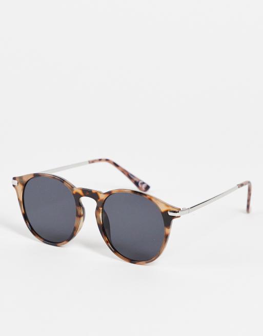 ASOS DESIGN – Okrągłe okulary przeciwsłoneczne z marmurkowego szylkretu i metalowymi zausznikami